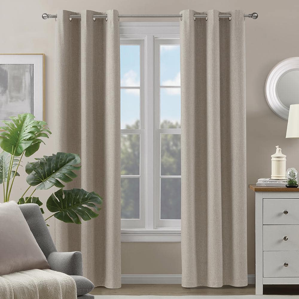 LiGHTSOUT Fairfax Natural 38 in. W x 84 in. L 100% Blackout Curtain HDFAIRFAX-107-466