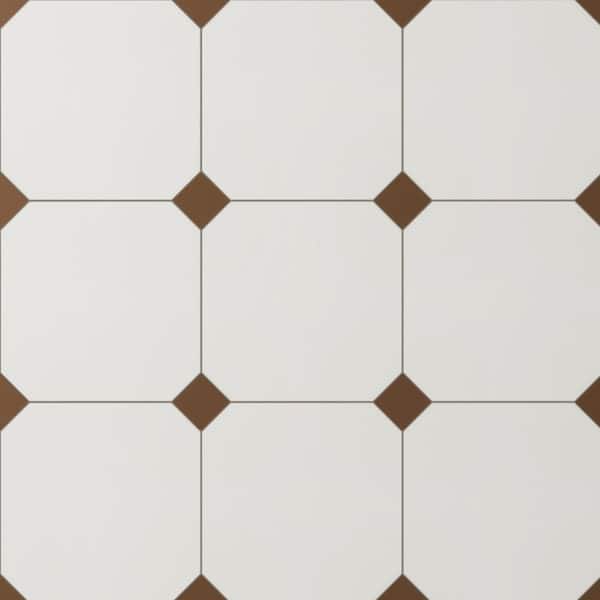 Vaudeville Octagon Nacar with Taco Marron 8 in. x 8 in. Porcelain Floor and Wall Tile (11.25 sq. ft. /Case)