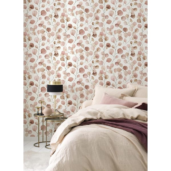Elaina Blush Pink Watercolor Boughs Wallpaper Sample
