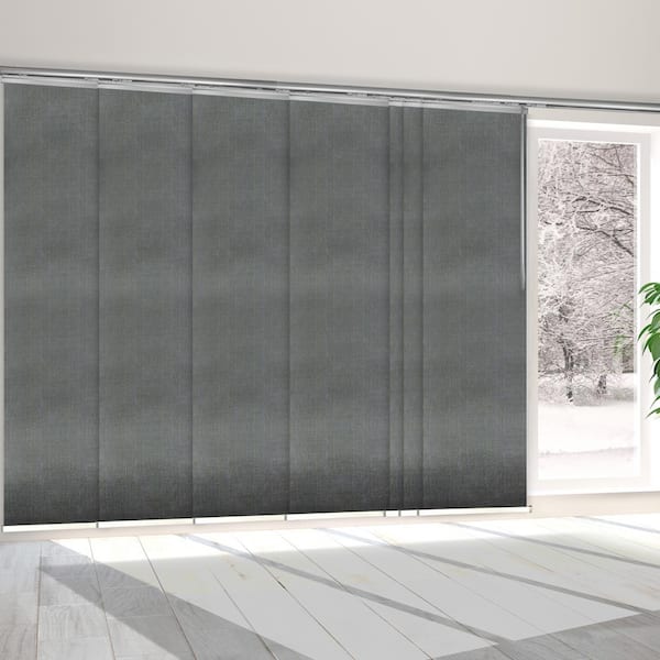 EMOH Metallic 110 in. - 153 in. W x 94 in. L Adjustable 7- Panel Satin Nickel Single Rail Panel Track with 23.5 in. Slates