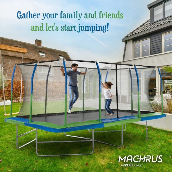 Upper Bounce Machrus Upper Bounce Mega 10ft. X 17ft. Gymnastics Style Rectangular  Trampoline Set w/ Premium TopRing Enclosure System UB03EC-1017E - The Home  Depot