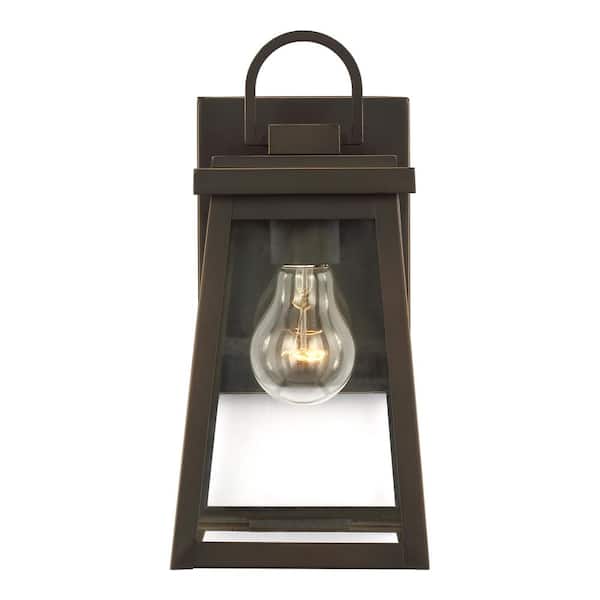 Generation Lighting Founders Small 1-Light Bronze Transitional Exterior Outdoor Wall Sconce with Clear and White Glass Panels Included