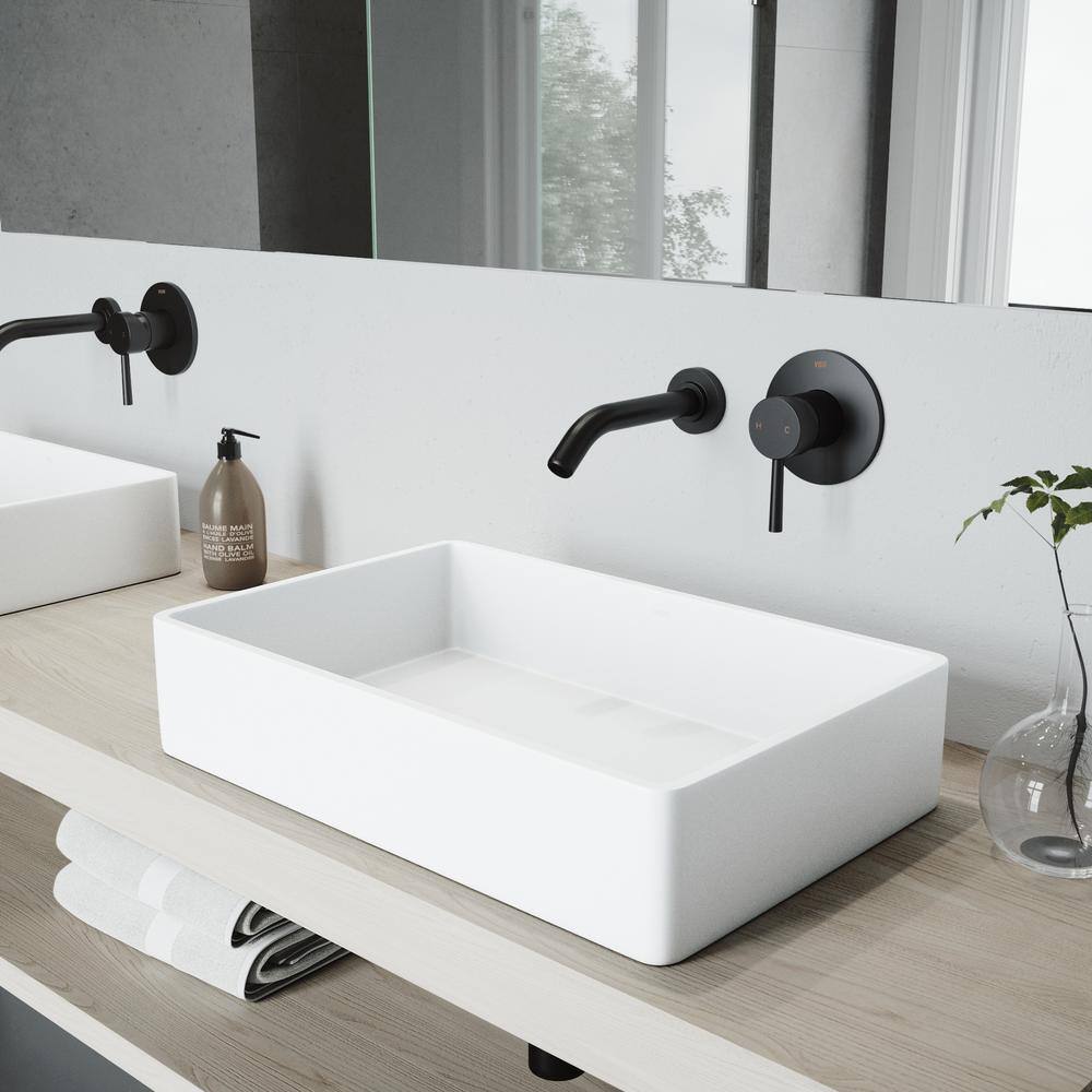 VIGO Matte Stone Magnolia Composite Rectangular Vessel Bathroom Sink in ...