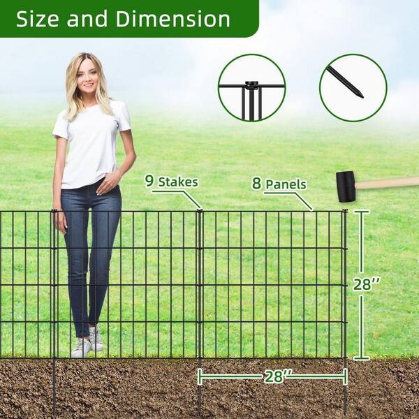 FAWEY TRED INC 28 in (H) x 18.7 ft (L) Metal Garden Fence 8 Panels
