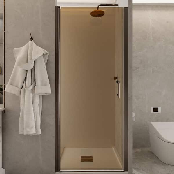 ES-DIY 32 to 33-3/8 in. W x 72 in. H Pivot Frameless Shower Door in Bronze with 1/4 in. (6 mm) Tempered Tinted Glass