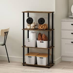 Turn-N-Tube 43.5 in. Tall Amber Pine/Black Wood 4-Shelf Bookcase