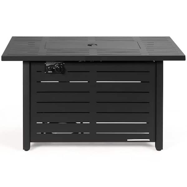 HONEY JOY 60,000 BTU Metal Outdoor Fire Pit Table Patio Propane Heater with Door and Table Cover