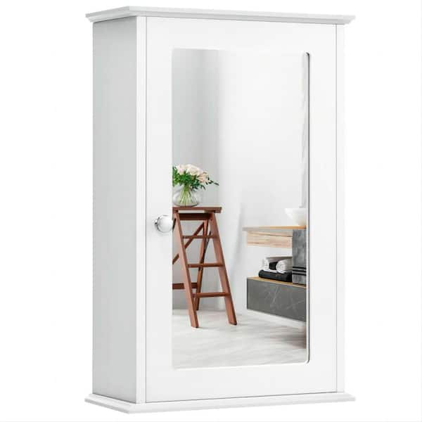 dubbin 13.5 in. W x 6 in. D x 21 in. H Bathroom Storage Wall Cabinet in White with Single Mirror Door