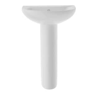 20.5 in. White Ceramic Pedestal Sink Combo with 25 in. Base in White with Smooth Surface