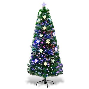 Details about   4FT Snowflake Christmas Tree with 48 LED Lamp & Stand Xmas Decoration Ornaments 