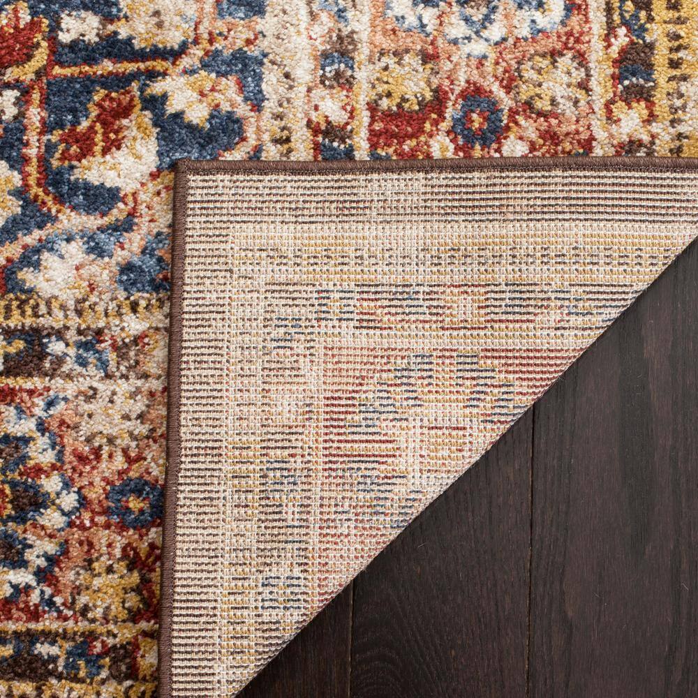 Bijar Brown and Rust Floral Motif Wool Runner Rug