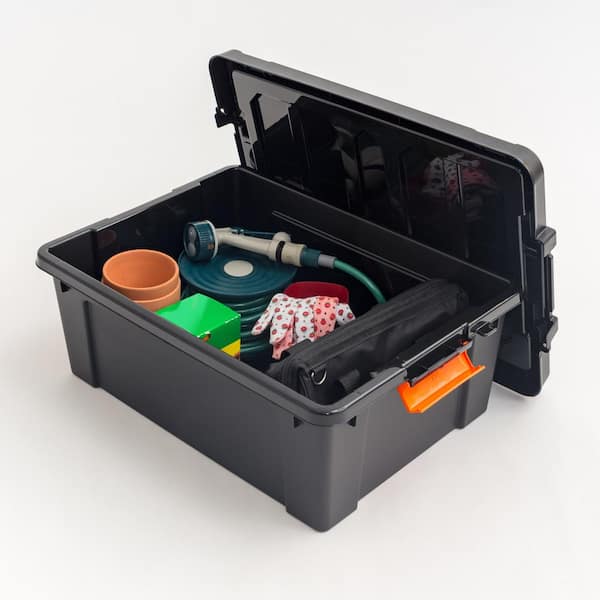 Iris USA, 11 Gallon Heavy Duty Plastic Storage Box, Black