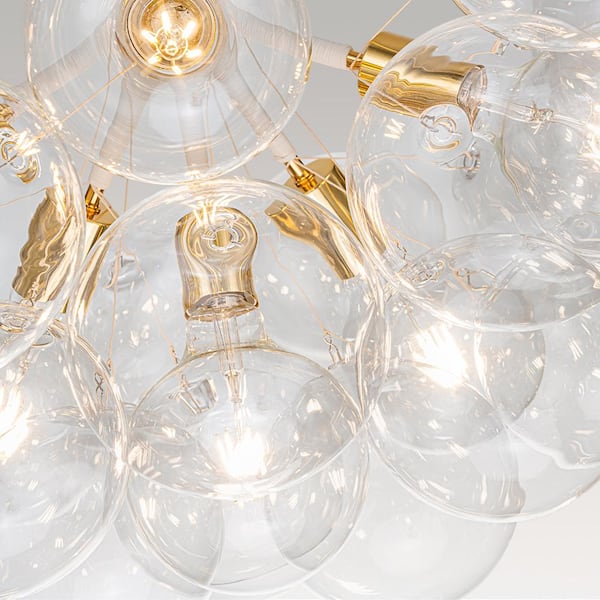 HUOKU Alma 6-Light 24.8 in.W Gold and White Cluster Bubble