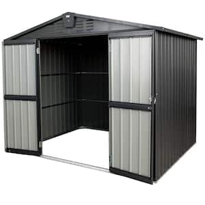 8.2 ft. W x 6.2 ft. D Metal Outdoor Tool Storage Shed with Lockable Double Door for Backyard, Black (45.6 sq. ft.)