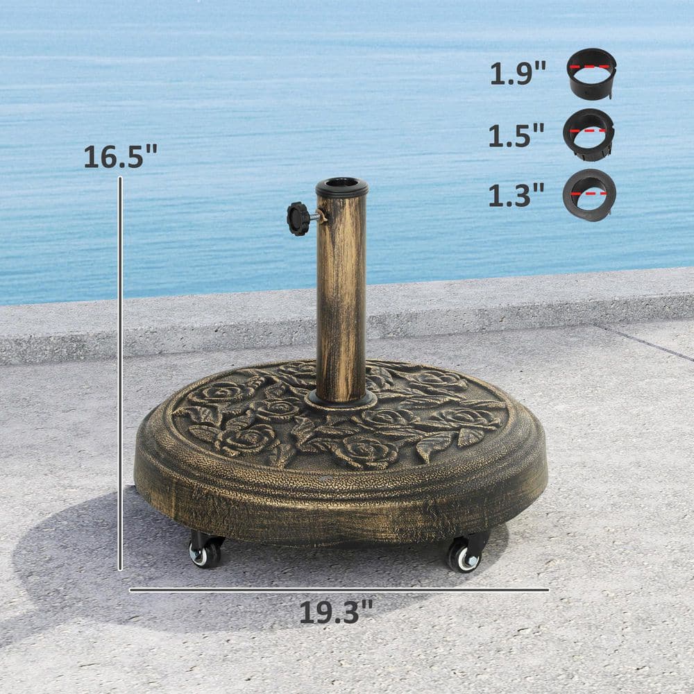 Bronze Powder Coated Metal Wheeled Patio Umbrella Stand