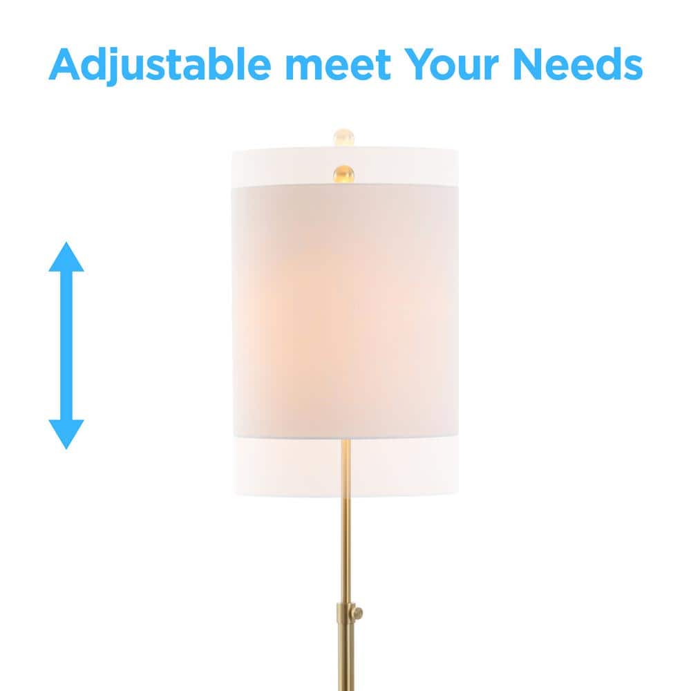 Elegant Brass and Black Marble Adjustable Floor Lamp with Linen Shade