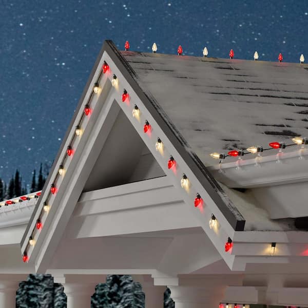 24 Count Red/Warm White C9 LED Steady Lit  Super-Bright Lights