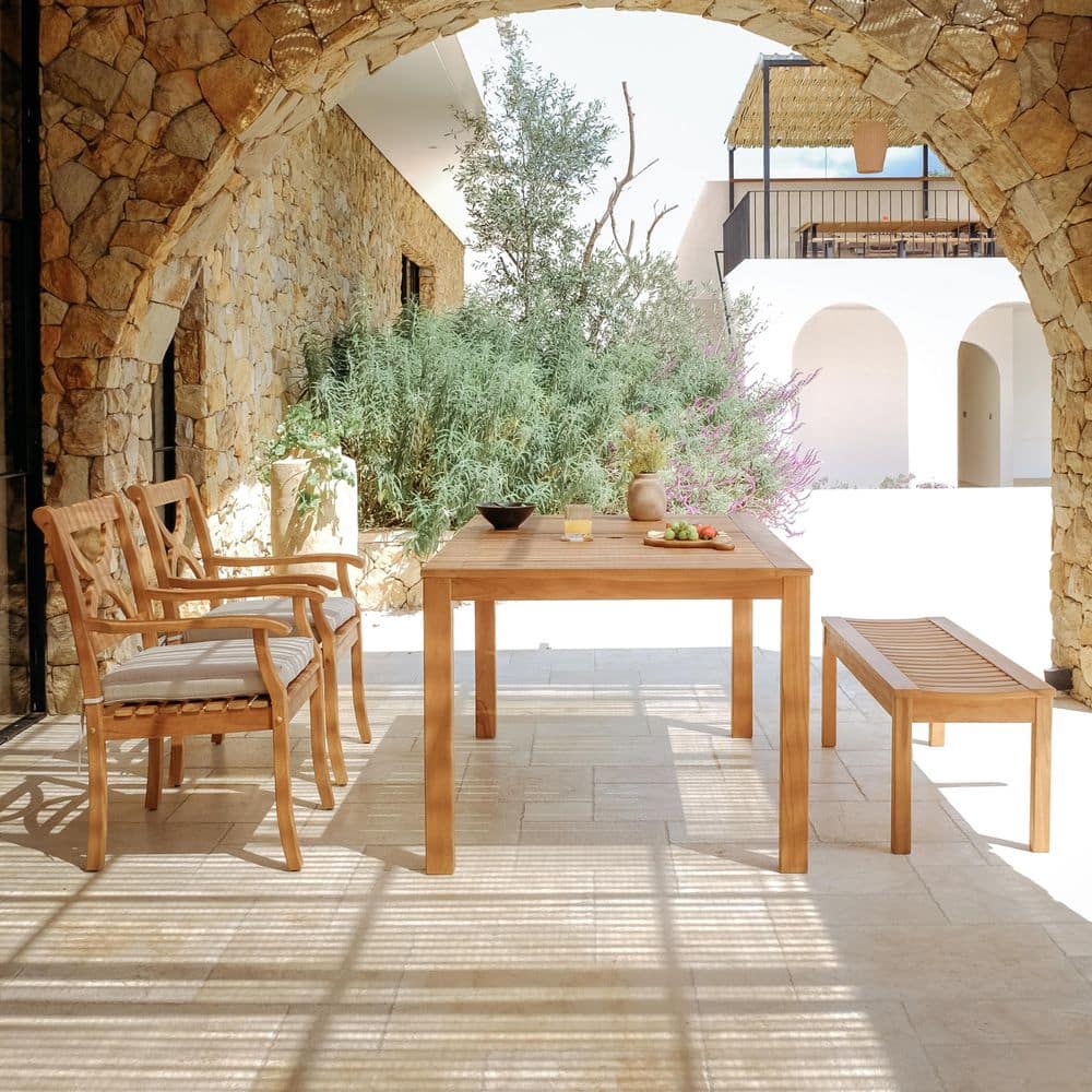 Kinsley 4-Piece Teak Wood Outdoor Dining Set with Beige Cushion price history on PriceWatchPro