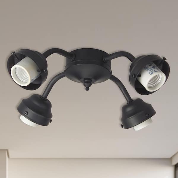 Unity 4-Light Indoor Flat Black Finish 3000K Universal LED Ceiling Fan Light Kit