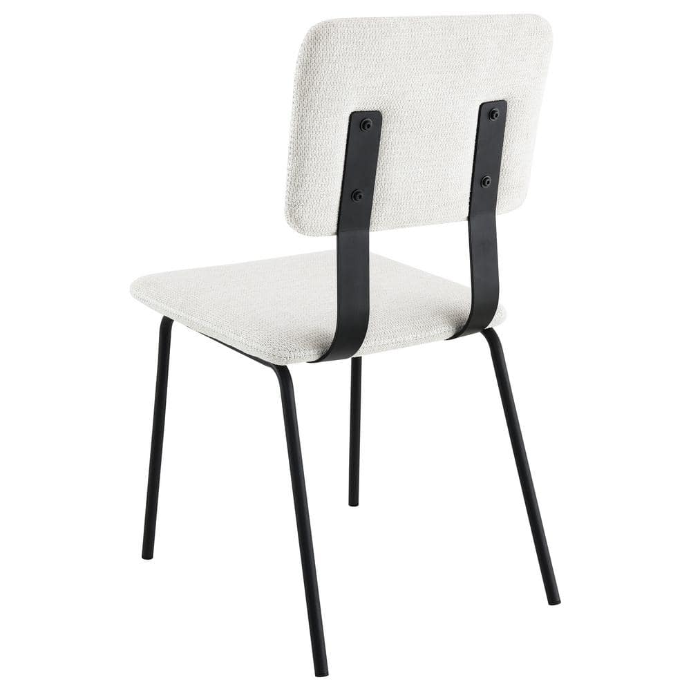 Black and White Upholstered Ladderback Side Chair Set with Metal Base