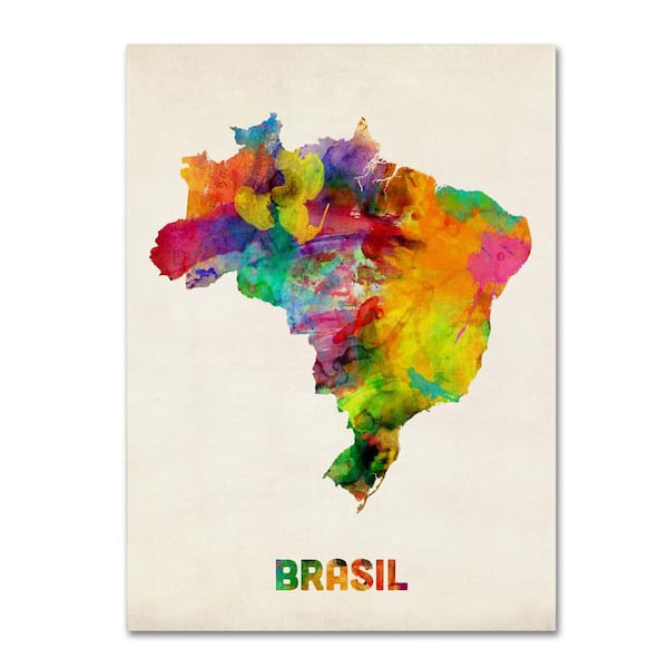 Trademark Fine Art Brasil Watercolor Map by Michael Tompsett Floater Frame  Travel Wall Art 32 in. x 24 in. MT0410-C2432GG - The Home Depot