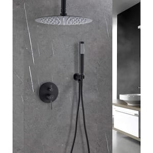 1-Spray Patterns 10 in. Ceiling Mount Fixed Shower Head 1.8 GPM in Matte Black