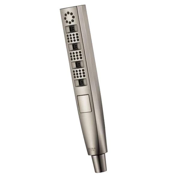 Delta 4-Spray Patterns 1.75 GPM 1.43 in. Wall Mount Handheld Shower Head with H2Okinetic in Lumicoat Stainless