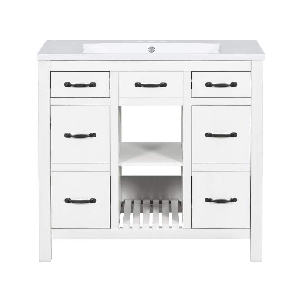 36 in. W x 18 in. D x 33 in. H Single Sink Freestanding Bath Vanity in Whit