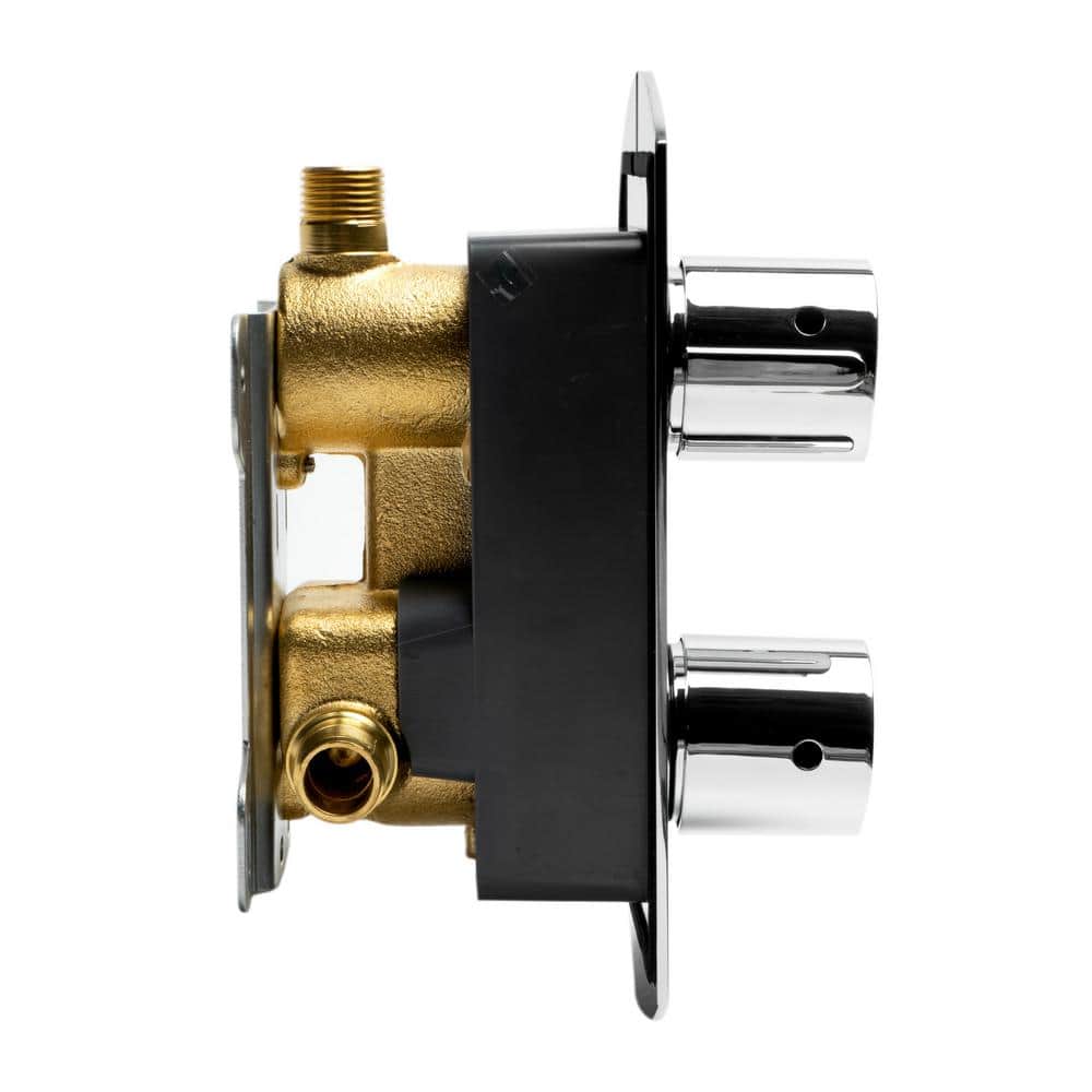 Polished Chrome Wall-Mounted Round Knob Thermostatic Shower Mixer
