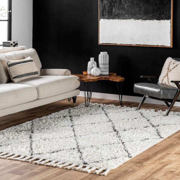 *DISCONTINUED* Adair Shag Natural 6 ft. x 6 ft. Indoor Square Rug