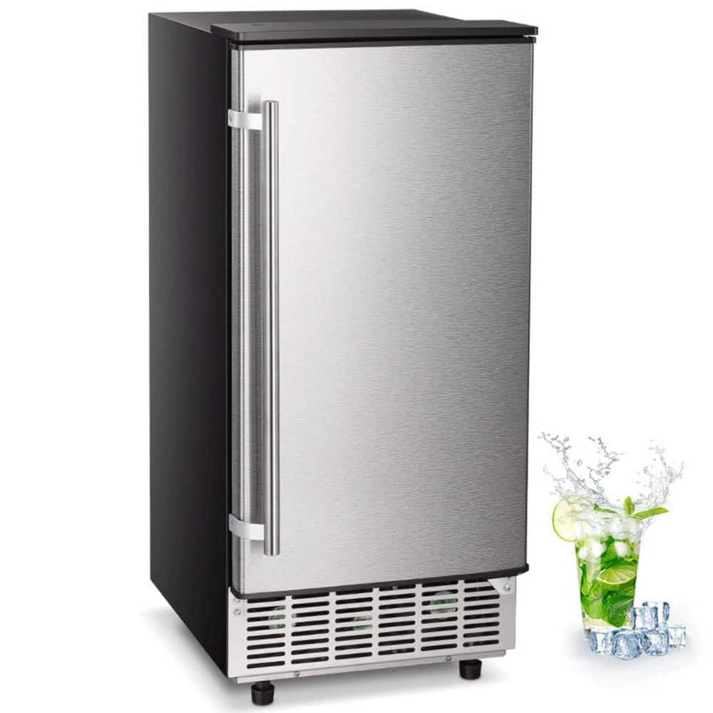 15 in. 80 lbs. Freestanding/Under Counter Ice Maker in Stainless Steel Silver
