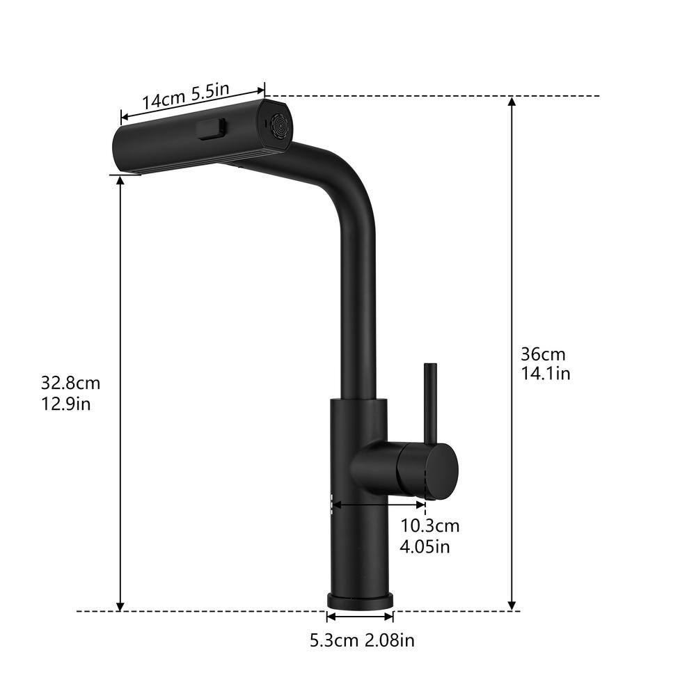 Matte Black Stainless Steel Pull Down Kitchen Faucet
