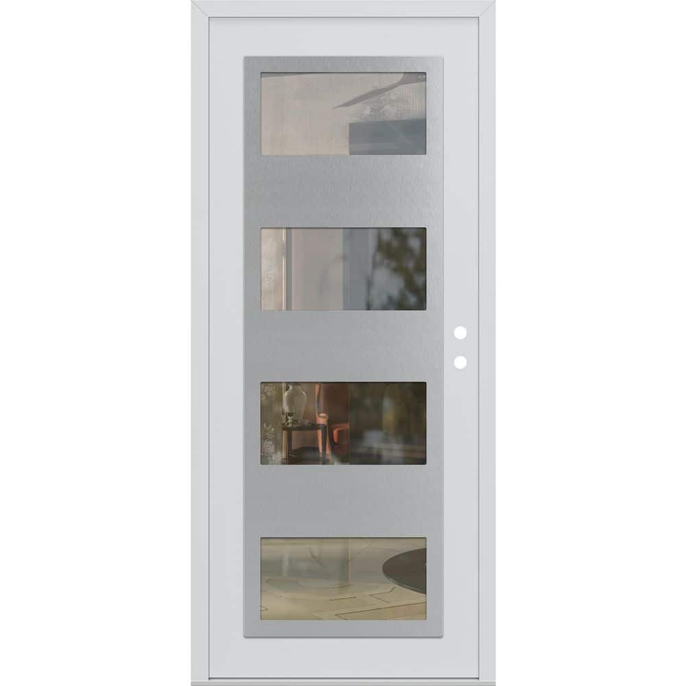 C2 36 in. x 80 in. Silver P-Left-Hand/Inswing Clear Glass White/White Steel Prehung Front Door price history on PriceWatchPro