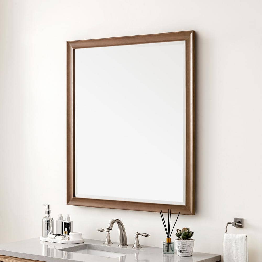 Whitewashed Walnut 40" x 36" Rectangular Framed Mirror