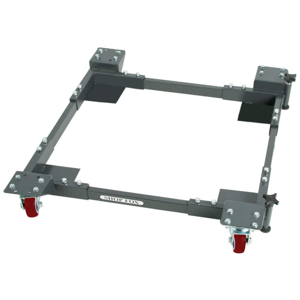 Heavy-Duty Adjustable Black Steel Mobile Base with Casters