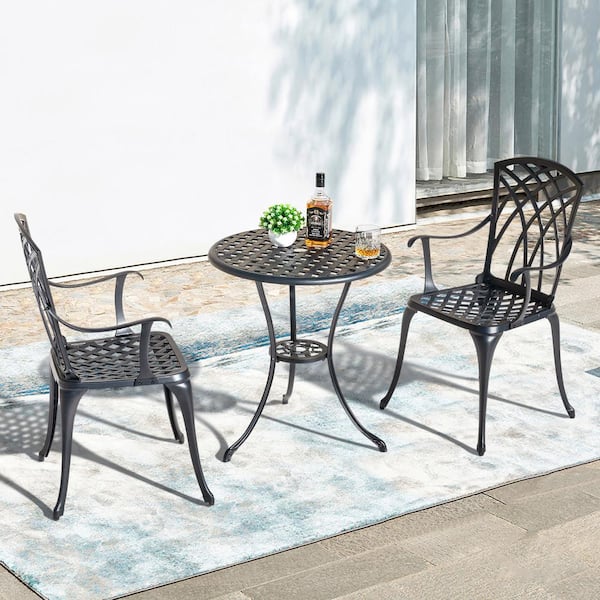 Nuu Garden 3-Piece Cast Aluminum Patio Bistro Set Rust-proof Outdoor Furniture Set