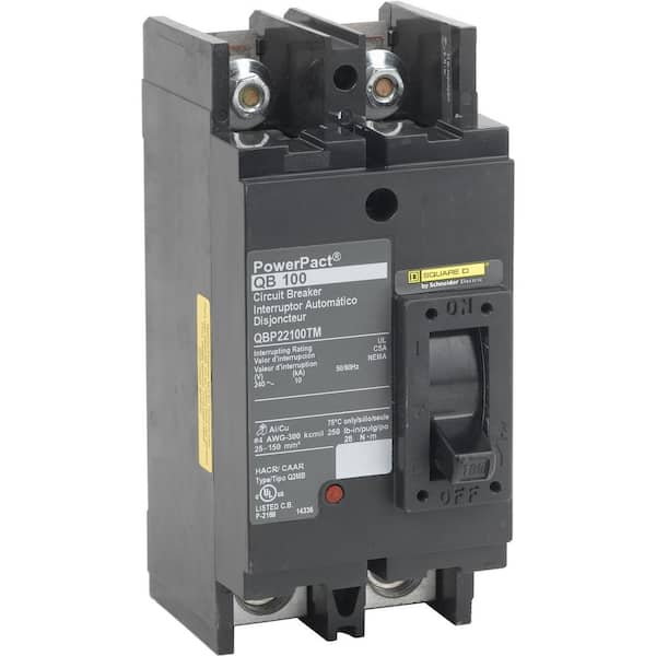 Square D PowerPact 100 Amp 10kA 2-Pole Q-Frame Molded Case Circuit Breaker