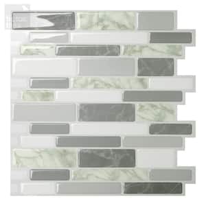 Polito Gray 10 in. W x 10 in. H Peel and Stick Self-Adhesive Decorative Mosaic Wall Tile Backsplash (5-Tiles)