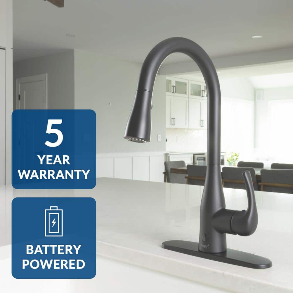 Matte Black Touchless Pull-Down Kitchen Faucet with Spray