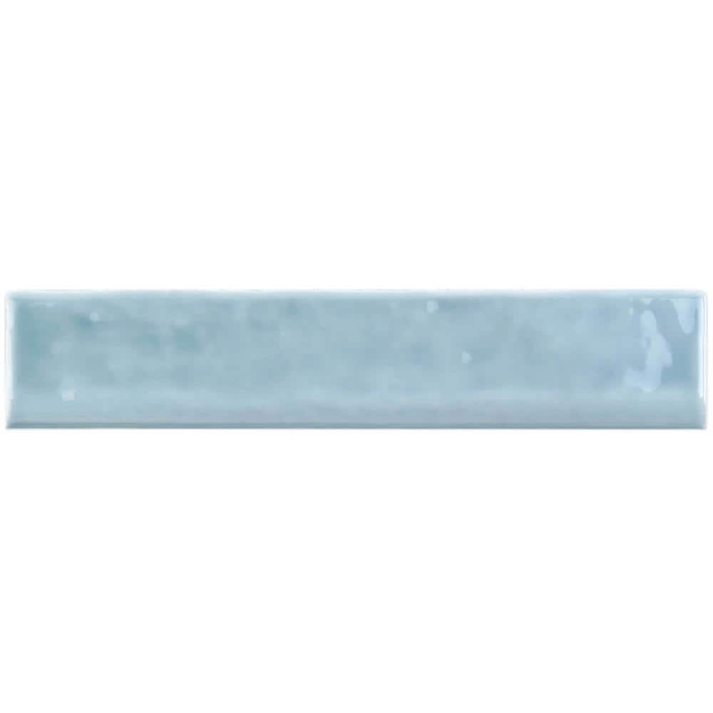 Brookline Light Blue Polished Ceramic Bullnose Tile 2x10