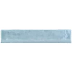 Newport Light Blue 1.97 in. x 9.84 in. Polished Ceramic Wall Bullnose Tile