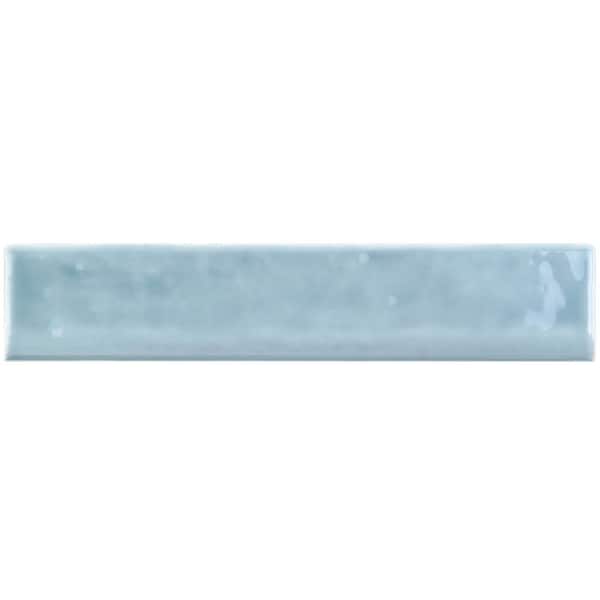 Newport Light Blue 1.97 in. x 9.84 in. Polished Ceramic Wall Bullnose Tile