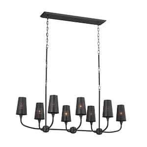 Adeena 47.25 in. 8-Light Black Traditional Shaded Linear Chandelier for Dining Room