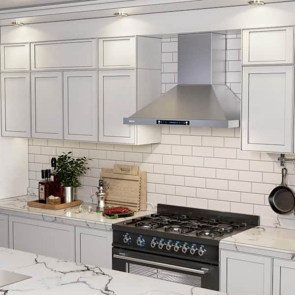 iKTCH 30-in 900-CFM Ducted Stainless Steel Wall-Mounted Range Hood