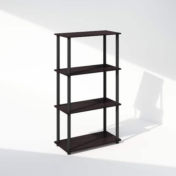 Furinno Turn-N-Tube 43.25 in. Tall Dark Walnut Wood 4-Shelf Bookcase