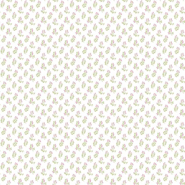 Unbranded Vintage Floral Bud Pink Green Matte Finish Non-Woven Paper Non-Pasted Wallpaper Roll