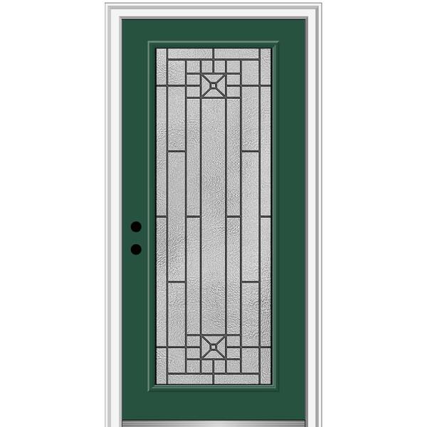 MMI Door 32 in. x 80 in. Courtyard Right-Hand Full Lite Decorative Painted Fiberglass Smooth Prehung Front Door, 4-9/16 in. Frame
