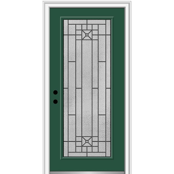 MMI Door 36 in. x 80 in. Courtyard Right-Hand Full Lite Decorative Painted Fiberglass Smooth Prehung Front Door, 6-9/16 in. Frame