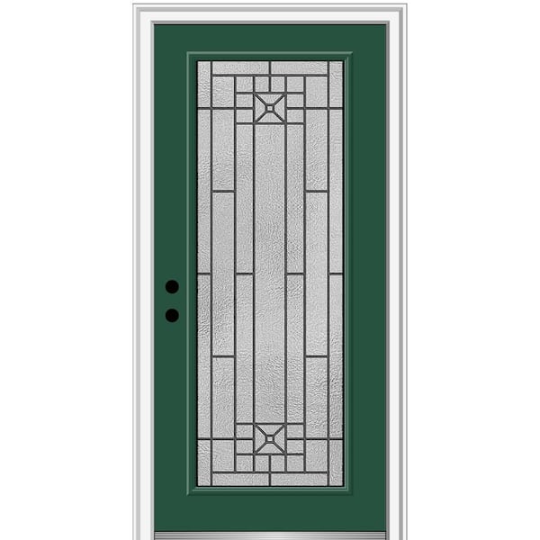 MMI DOOR 36 in. x 80 in. Courtyard Right-Hand Full Lite Decorative Painted Fiberglass Smooth Prehung Front Door, 6-9/16 in. Frame