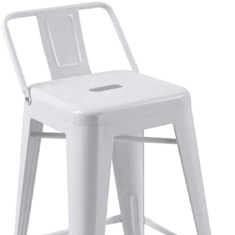 26" White Metal Backless Counter Height Bar Stools Set of 4